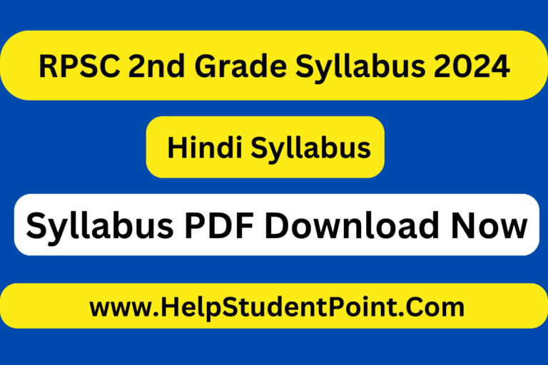 RPSC 2nd Grade Syllabus 2024 Hindi subject