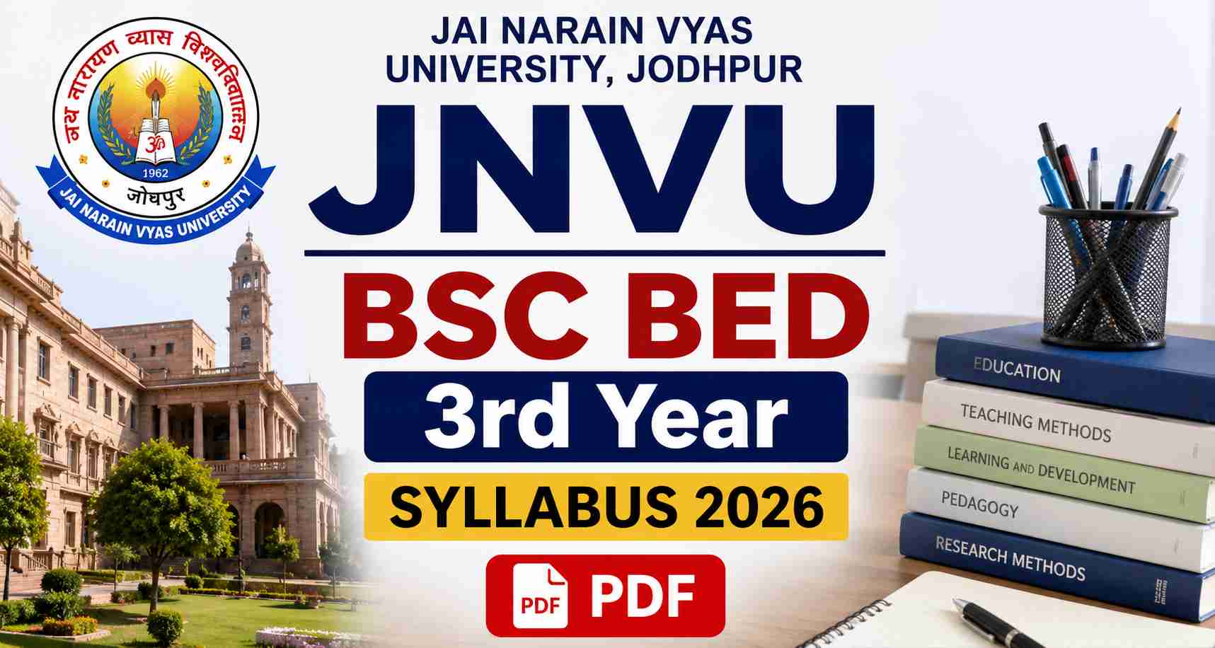JNVU BSC BED 3rd Year Syllabus 2026 PDF