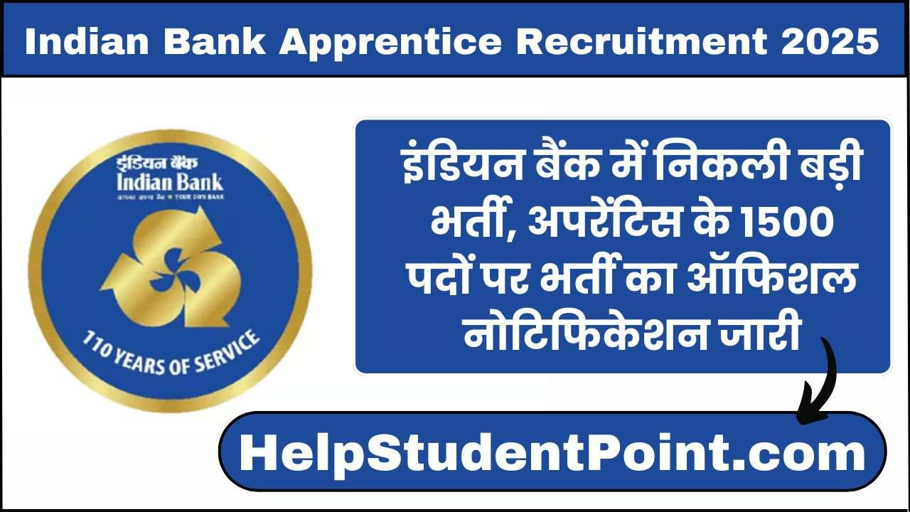Indian Bank Apprentice Recruitment 2025