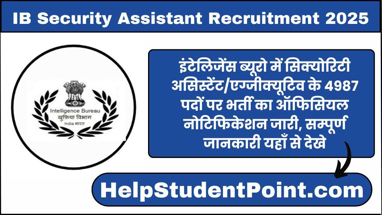 IB Security Assistant/Executive Recruitment 2025