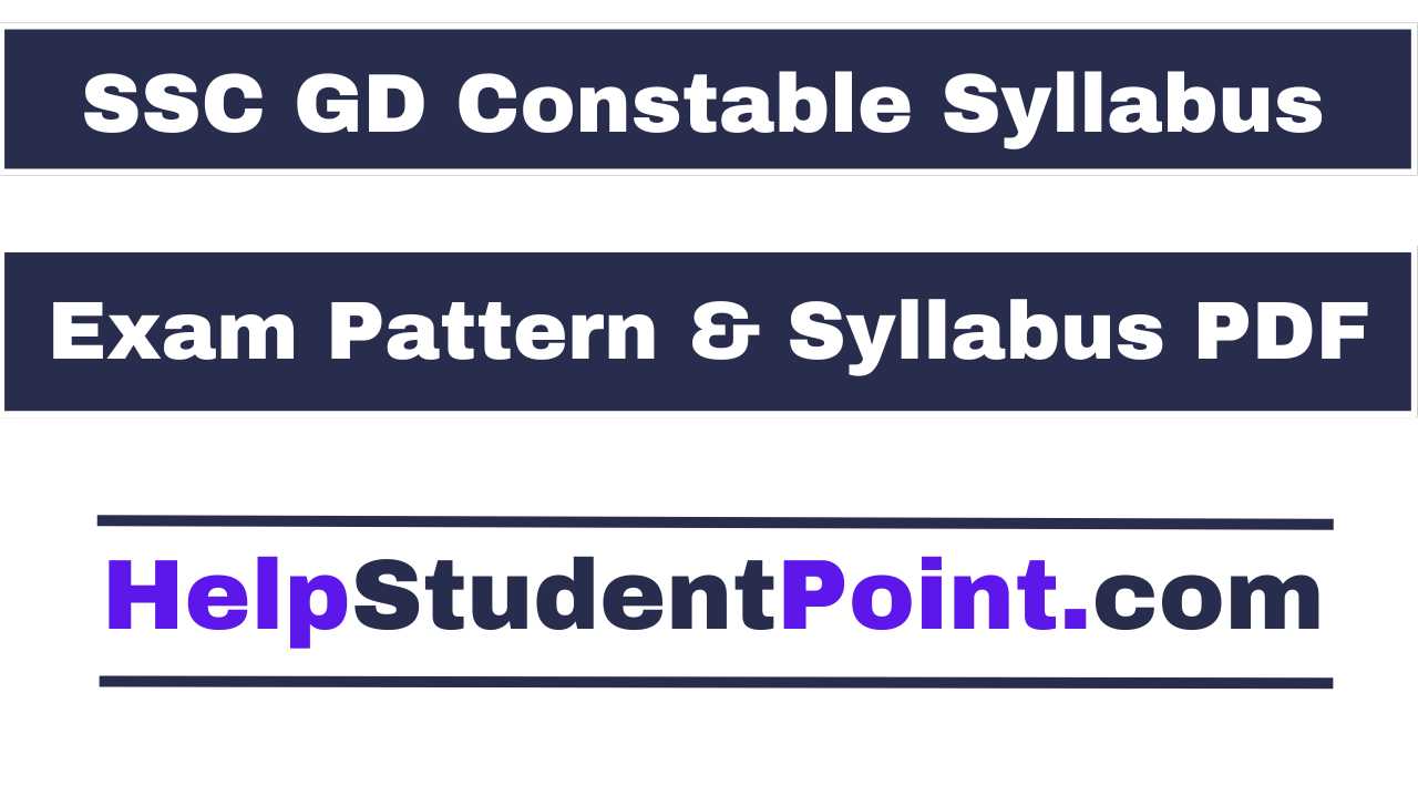 SSC GD Constable Syllabus 2026