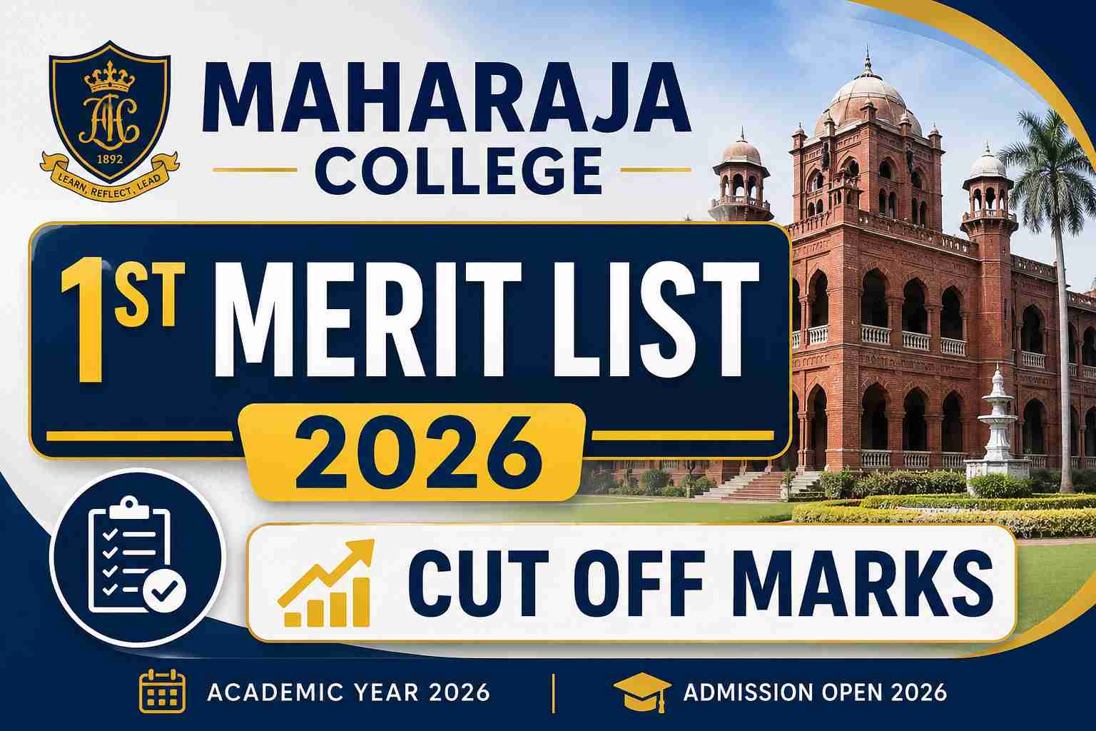 Maharaja College 1st Merit List And Cut Off Marks 2026