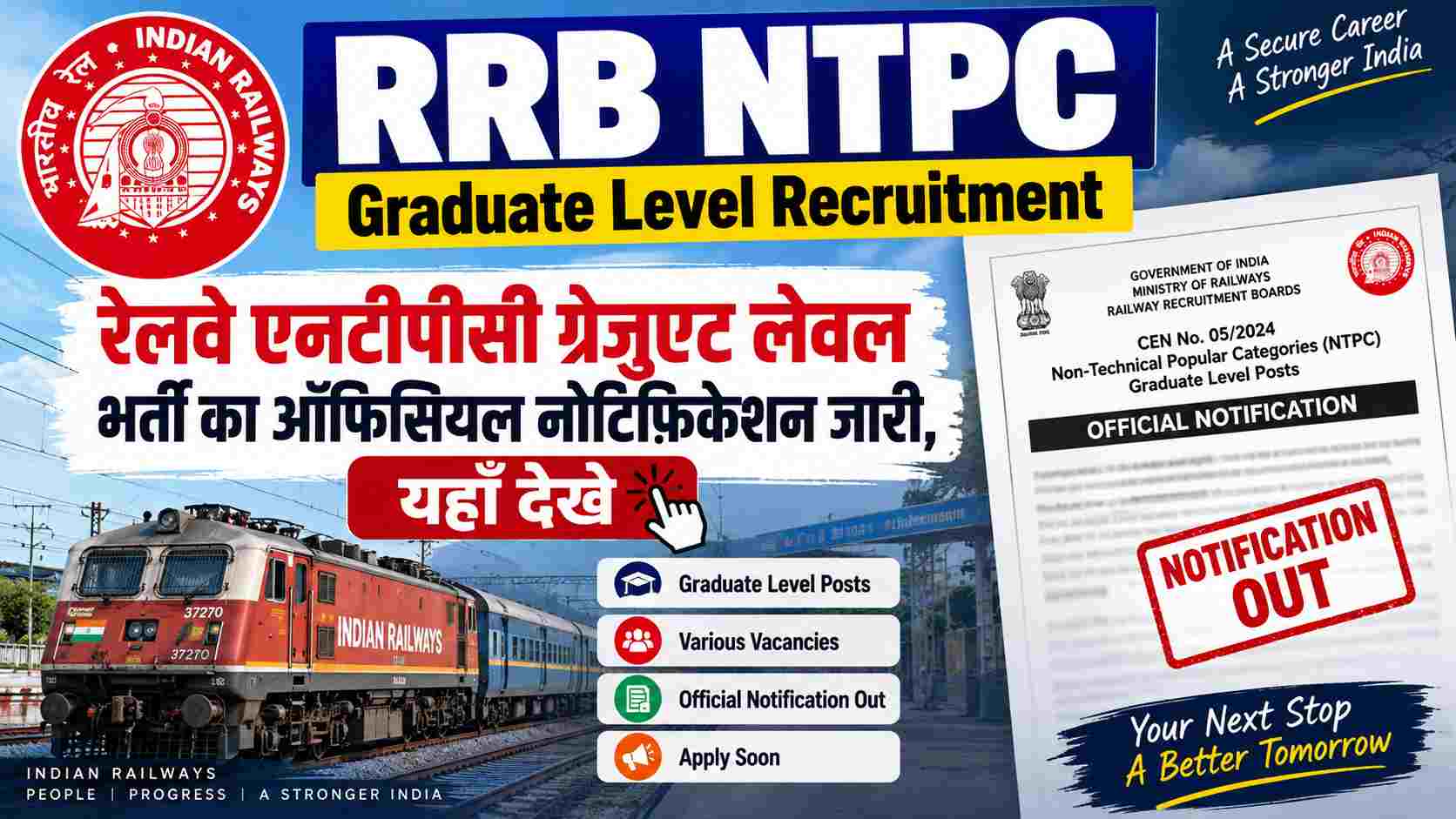 RRB NTPC Graduate Level Recruitment